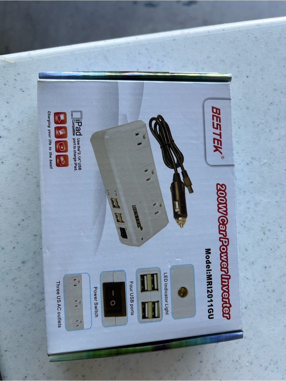 200W Car Power Inverter with USB - White